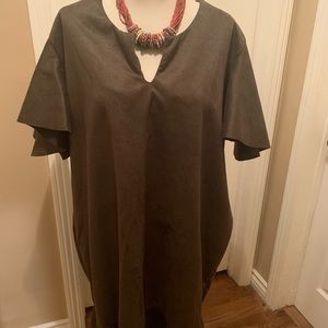 Ashley Stewart NWT green dress with flutter sleeves and flounce hem size 34/36